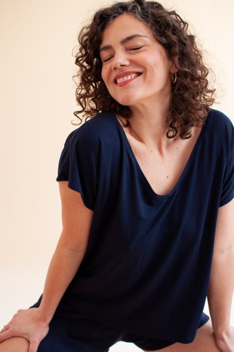 Bambusowa bluzka Magnolia in Navy Blue