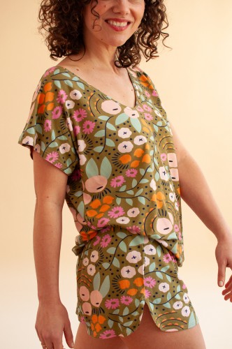 Bambusowa bluzka Magnolia in Tiny Garden Green