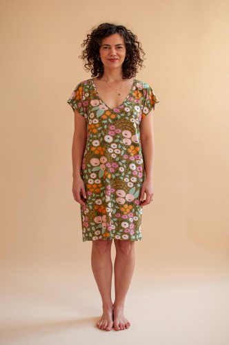 Bambusowa koszula nocna Lily in Tiny Garden Green