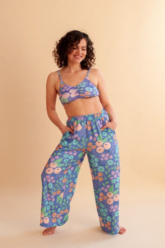 Bambusowe spodnie Aster Tiny Garden Blue