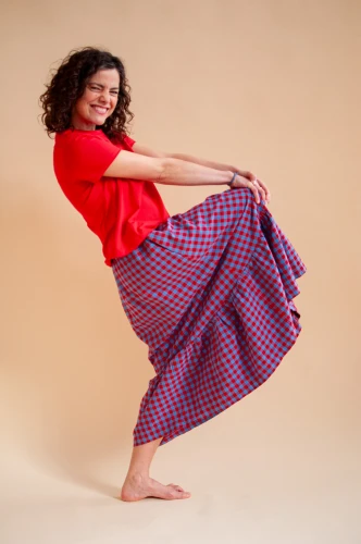 Bawełniana spódnica PEAR IN RED-BLUE-CHECK