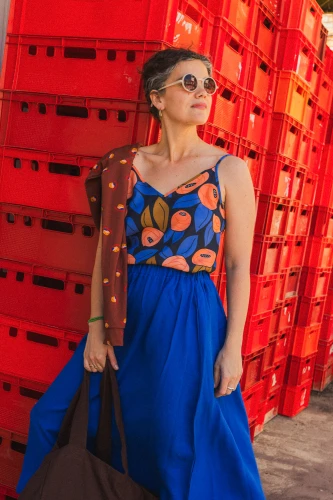 Długa spódnica lniana Cremon in Royal Blue