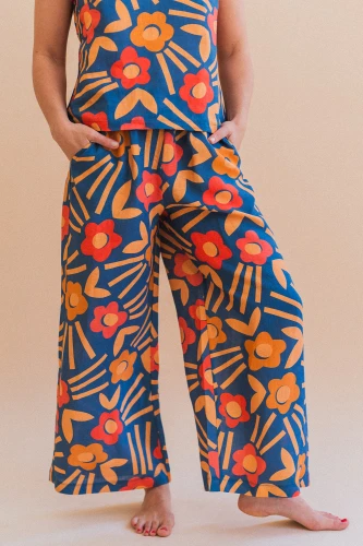 Lniane spodnie Aster in Alice Blue