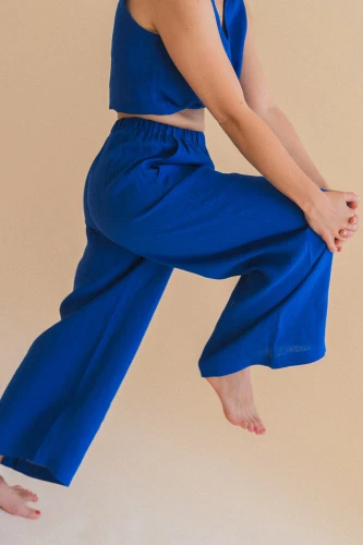 Lniane spodnie Aster in Royal Blue
