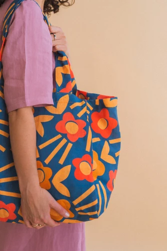 Torba lniana shoperka Daffodil in Alice Blue