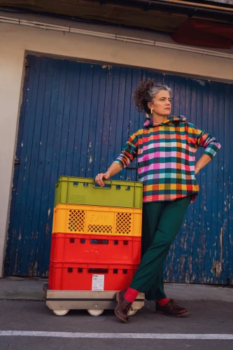 Bawełniana bluza Jasmine in Rainbow Plaid