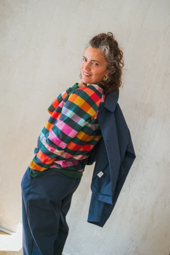 Bawełniana bluza Verbena in Rainbow Plaid