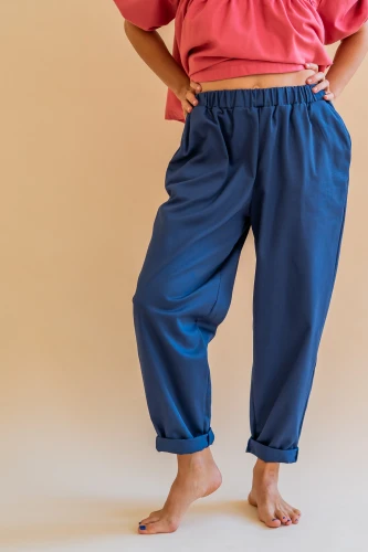Bawełniane Spodnie Estragon in Denim Blue